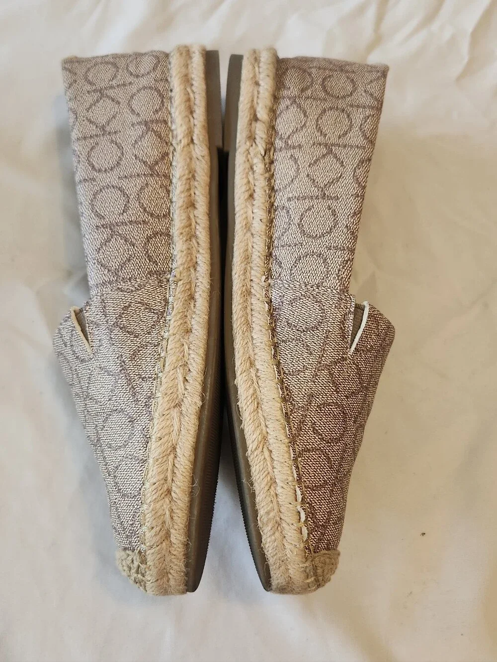 Beige/Taupe Calvin Klein Logo Popular2 Espadrille Slip-On Flats - Women, 8M